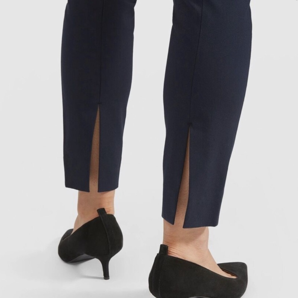 Everlane Split Hem Career Work Pant Black Hidden Side Zip Elastic Waist Size 4